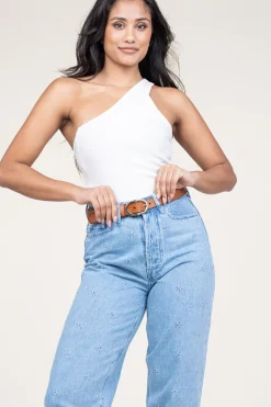 Baby Rib One-Shoulder Top Siv | White... | Copenhagen Muse | Little Soho