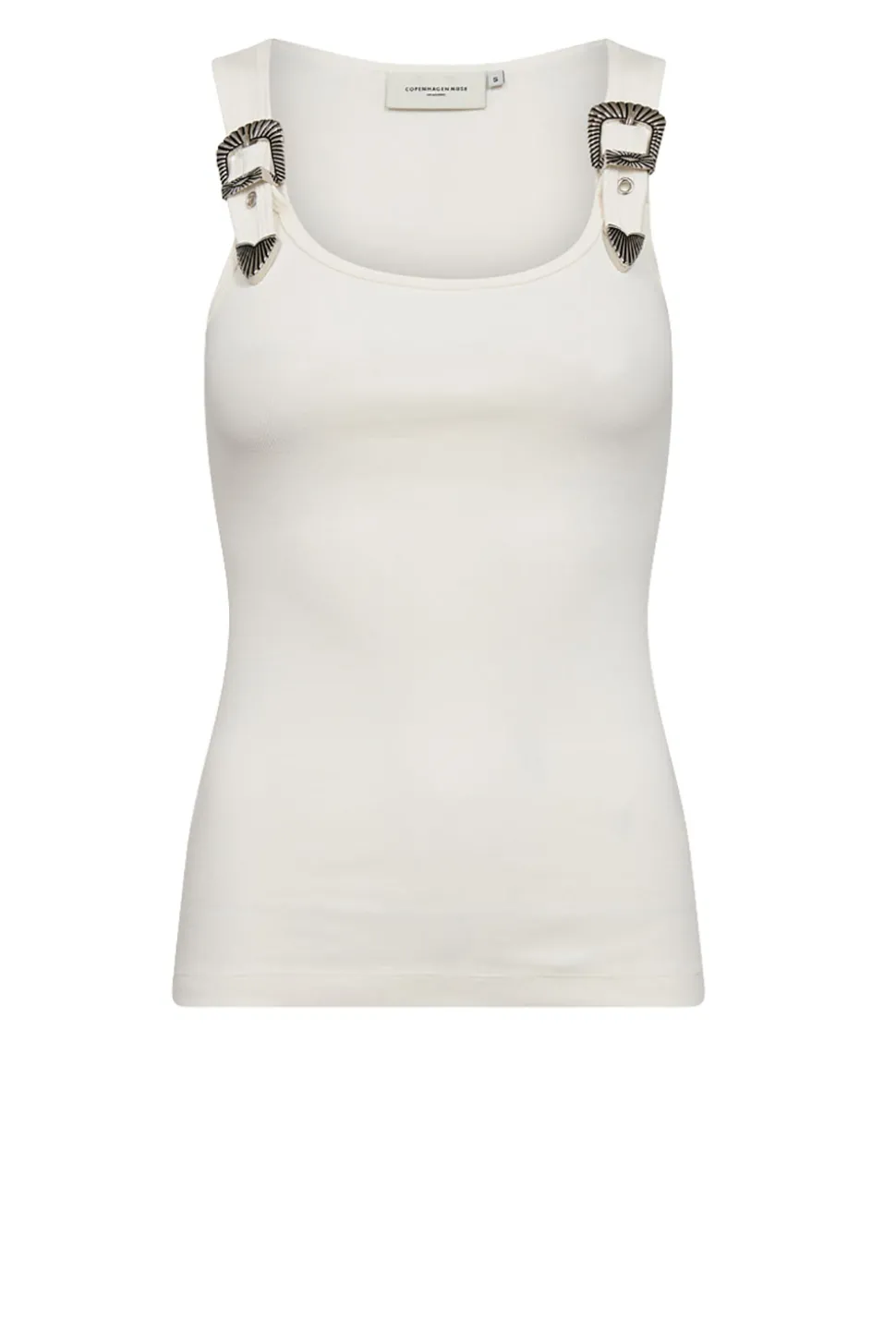 Baby Rib Top With Belt Detail Siv | White... | Copenhagen Muse | Little Soho