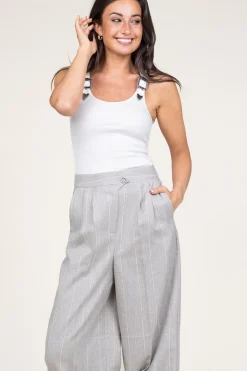 Baby Rib Top With Belt Detail Siv | White... | Copenhagen Muse | Little Soho