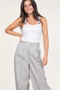 Baby Rib Top With Belt Detail Siv | White... | Copenhagen Muse | Little Soho