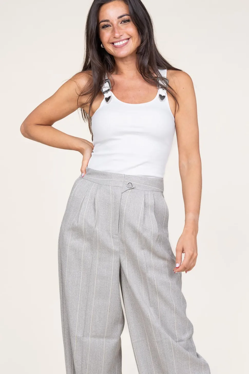 Baby Rib Top With Belt Detail Siv | White... | Copenhagen Muse | Little Soho
