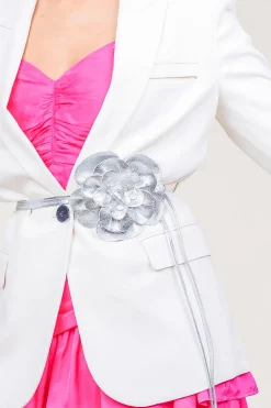 Belt With Flower Detail Flower | Silver... | Little Soho | Little Soho