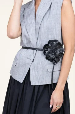 Belt With Flower Detail Flower | Black... | Little Soho | Little Soho