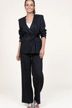 Blazer In Linen Blend Sera | Black... | Dante 6 | Little Soho