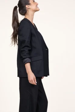 Blazer In Linen Blend Sera | Black... | Dante 6 | Little Soho