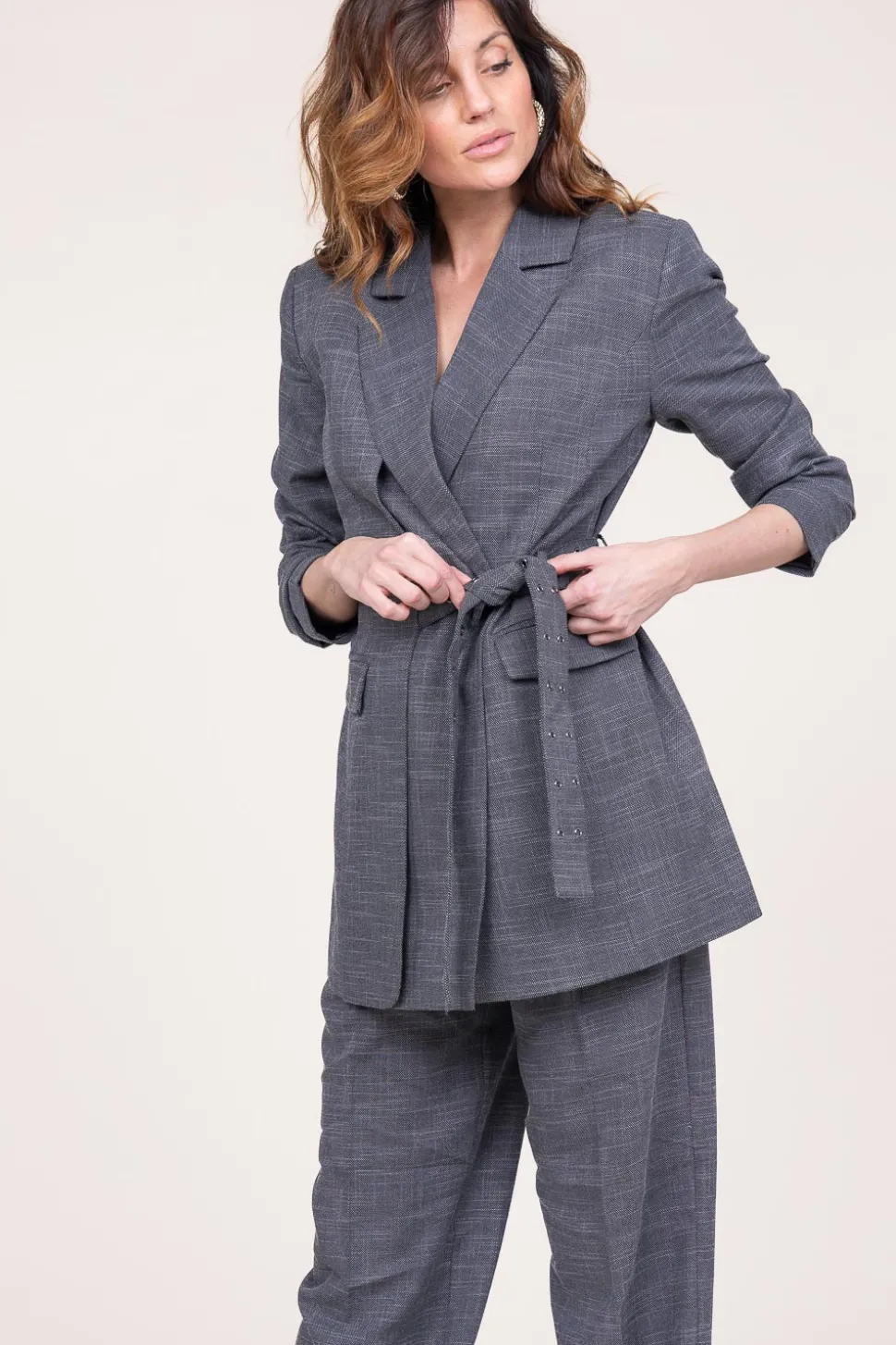 Blazer With Tie Belt Tonnie | Grey... | Copenhagen Muse | Little Soho