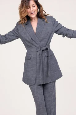Blazer With Tie Belt Tonnie | Grey... | Copenhagen Muse | Little Soho