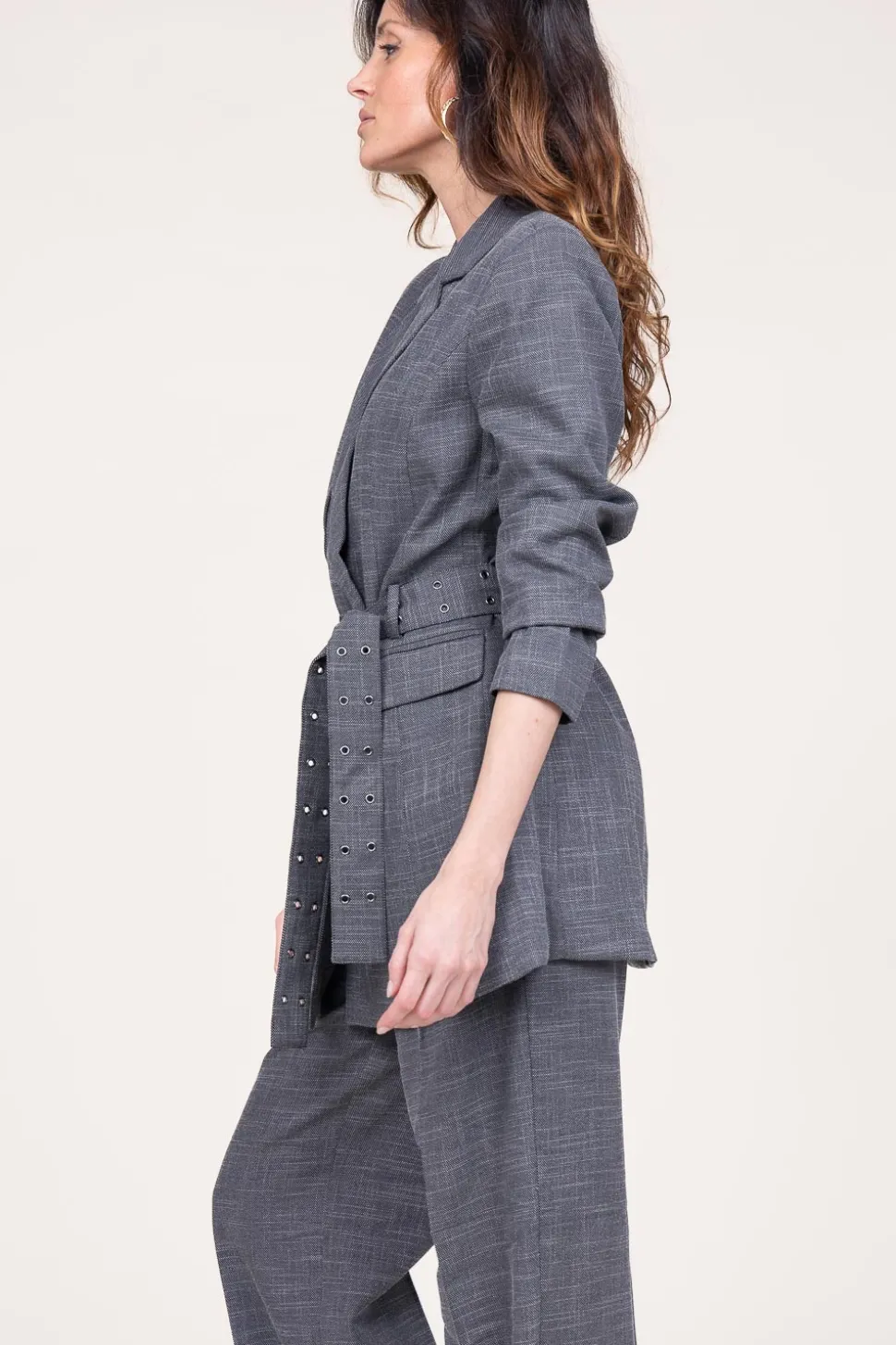 Blazer With Tie Belt Tonnie | Grey... | Copenhagen Muse | Little Soho