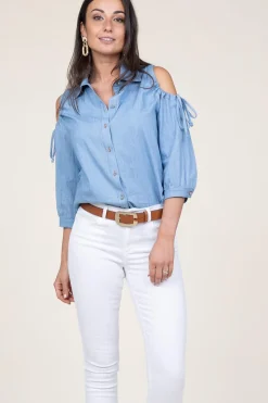 Blouse Met Open Schouders Hole | Blue... | Liu Jo | Little Soho