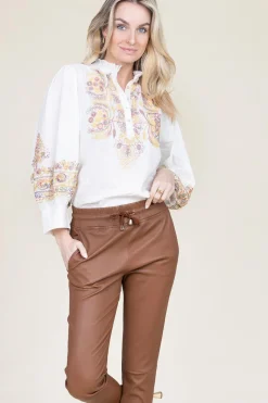 Blouse With Colored Embroidery Neil | White... | Antik Batik | Little Soho
