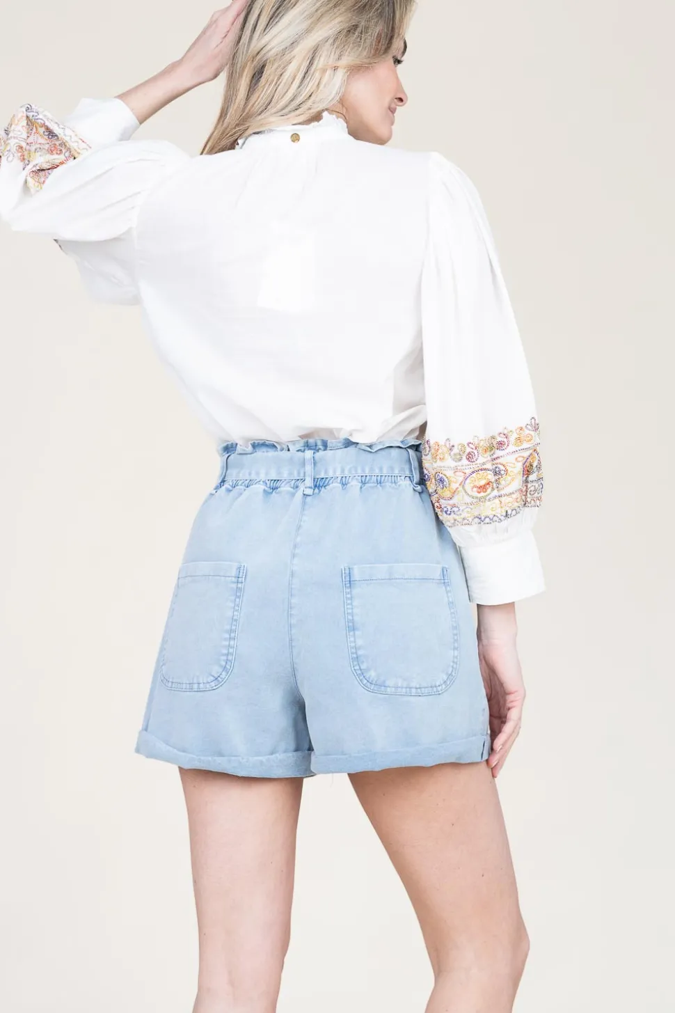 Blouse With Colored Embroidery Neil | White... | Antik Batik | Little Soho