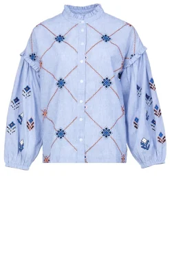 Blouse With Embroidery Amalia | Blue... | Stella Forest | Little Soho