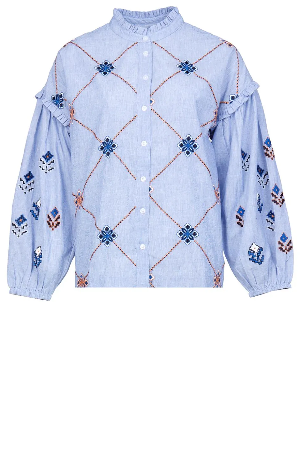 Blouse With Embroidery Amalia | Blue... | Stella Forest | Little Soho