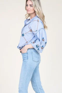 Blouse With Embroidery Amalia | Blue... | Stella Forest | Little Soho