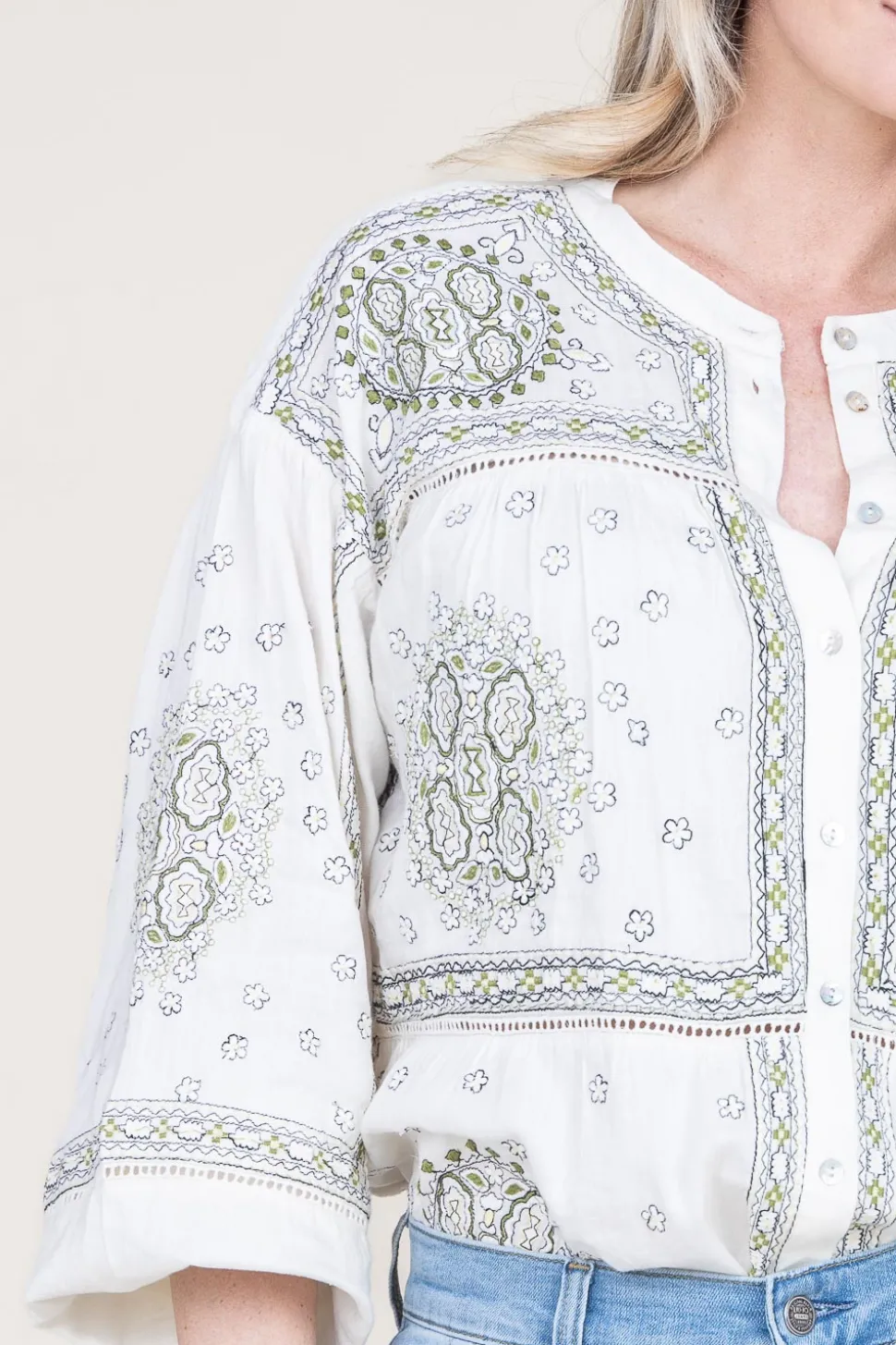 Blouse With Embroidery Dita | Natural... | Stella Forest | Little Soho