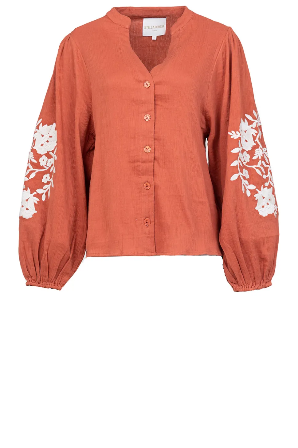 Blouse With Embroidery Gabriella | Rust... | Stella Forest | Little Soho