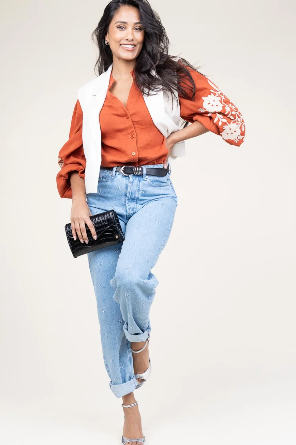 Blouse With Embroidery Gabriella | Rust... | Stella Forest | Little Soho