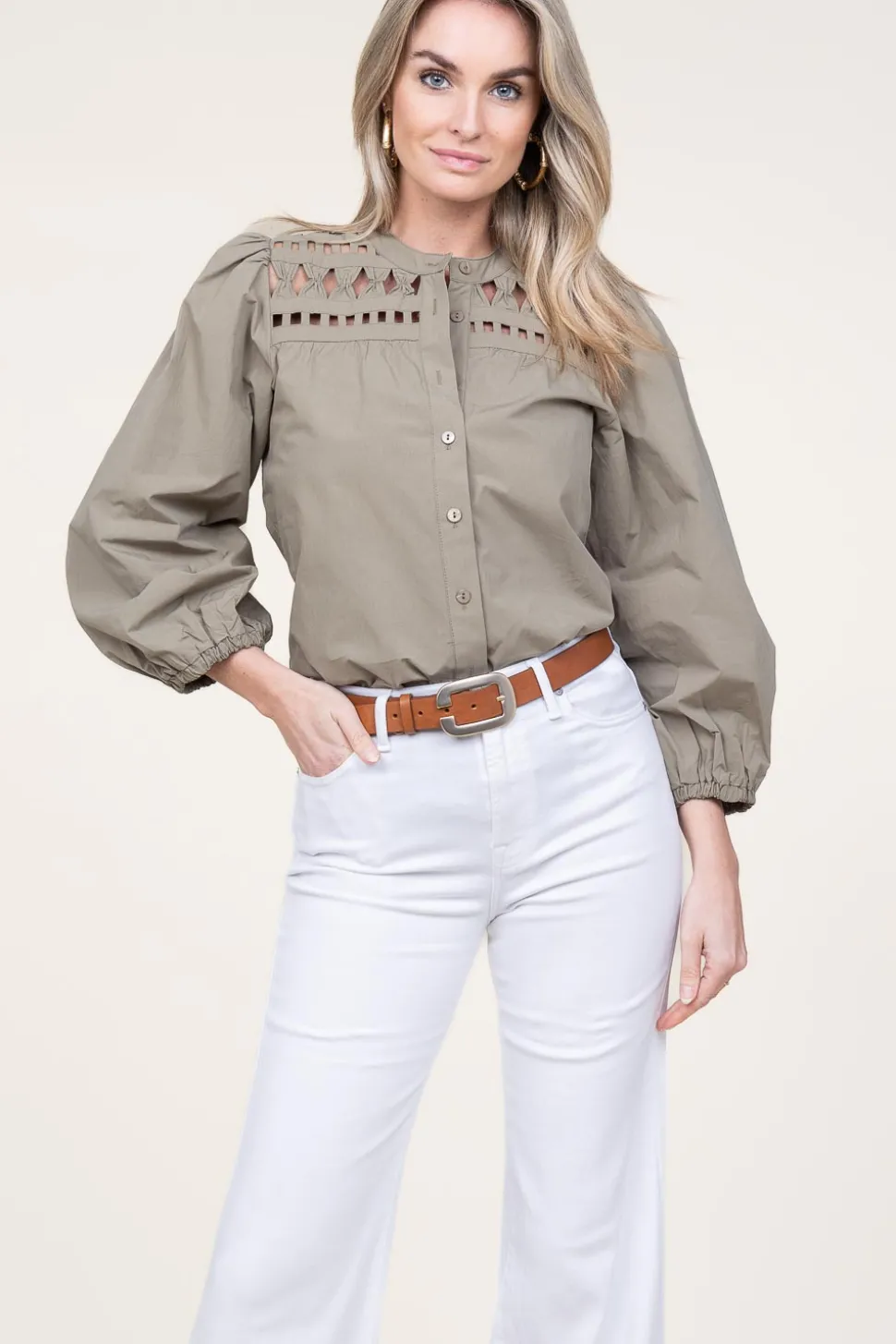 Blouse With Openwork Details Paiva | Green... | Aaiko | Little Soho