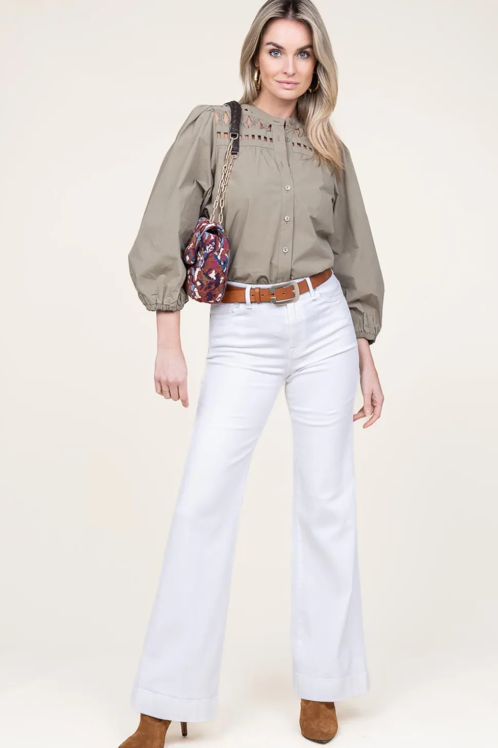 Blouse With Openwork Details Paiva | Green... | Aaiko | Little Soho