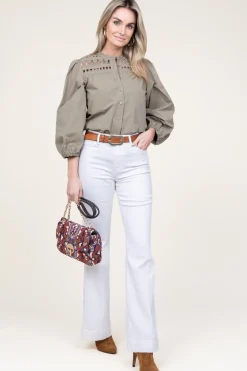 Blouse With Openwork Details Paiva | Green... | Aaiko | Little Soho