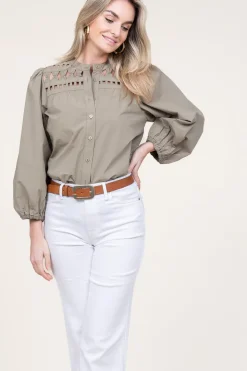 Blouse With Openwork Details Paiva | Green... | Aaiko | Little Soho