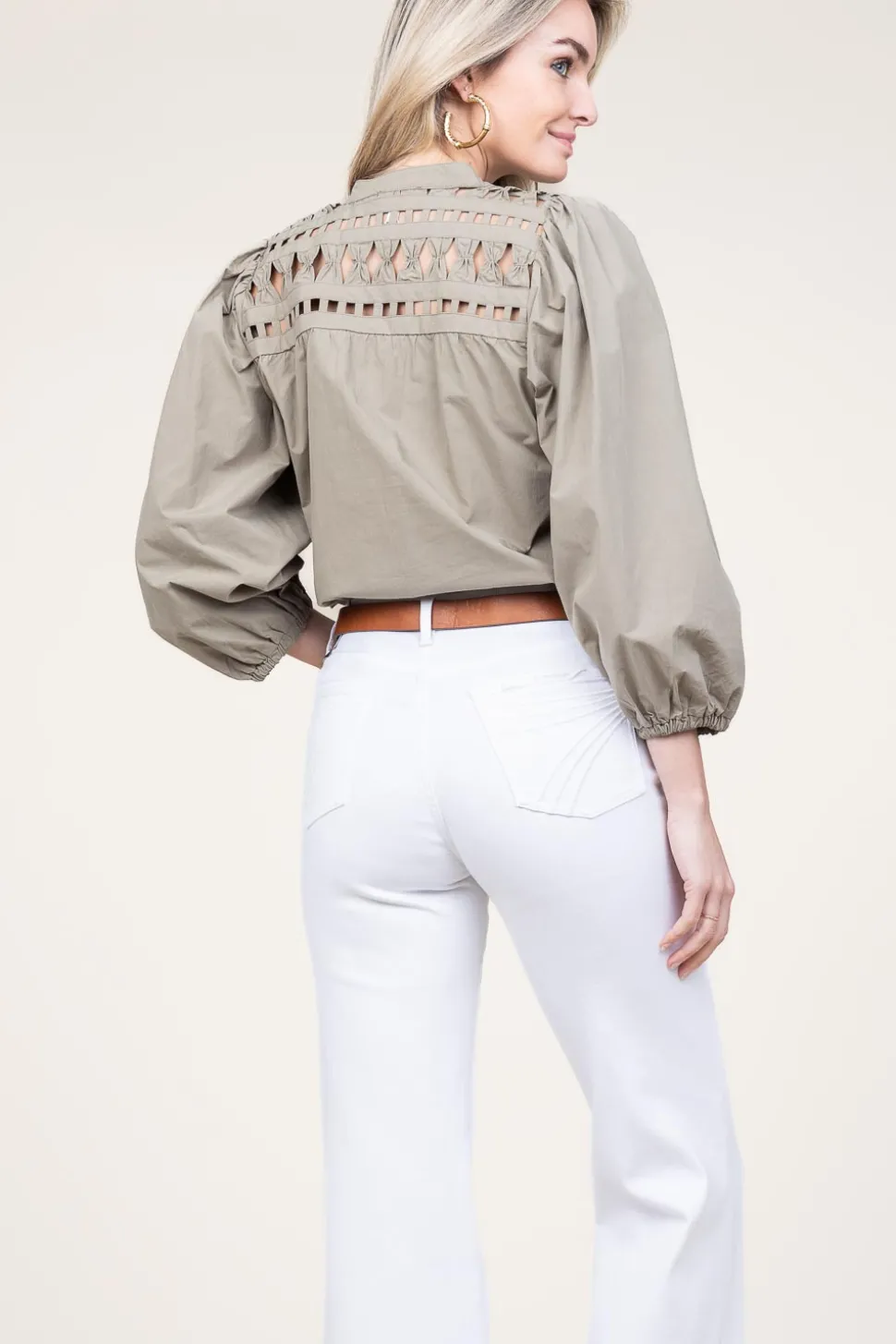 Blouse With Openwork Details Paiva | Green... | Aaiko | Little Soho