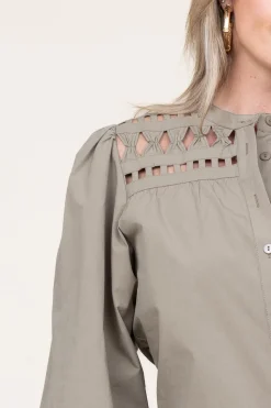 Blouse With Openwork Details Paiva | Green... | Aaiko | Little Soho