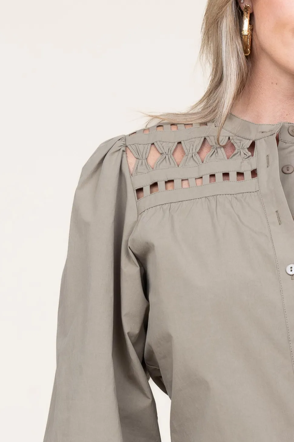 Blouse With Openwork Details Paiva | Green... | Aaiko | Little Soho