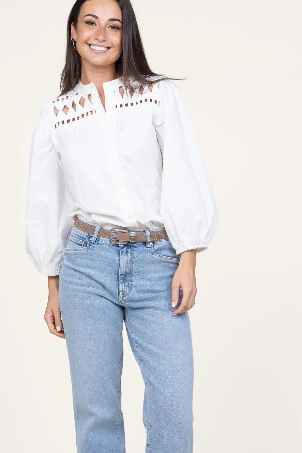 Blouse With Openwork Details Paiva | Natural... | Aaiko | Little Soho