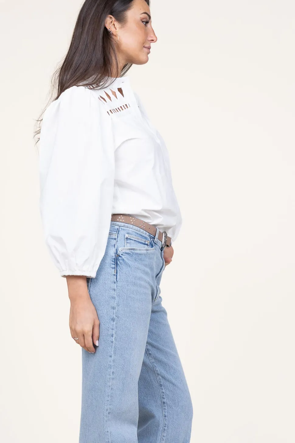 Blouse With Openwork Details Paiva | Natural... | Aaiko | Little Soho