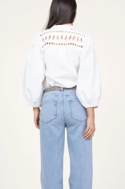 Blouse With Openwork Details Paiva | Natural... | Aaiko | Little Soho