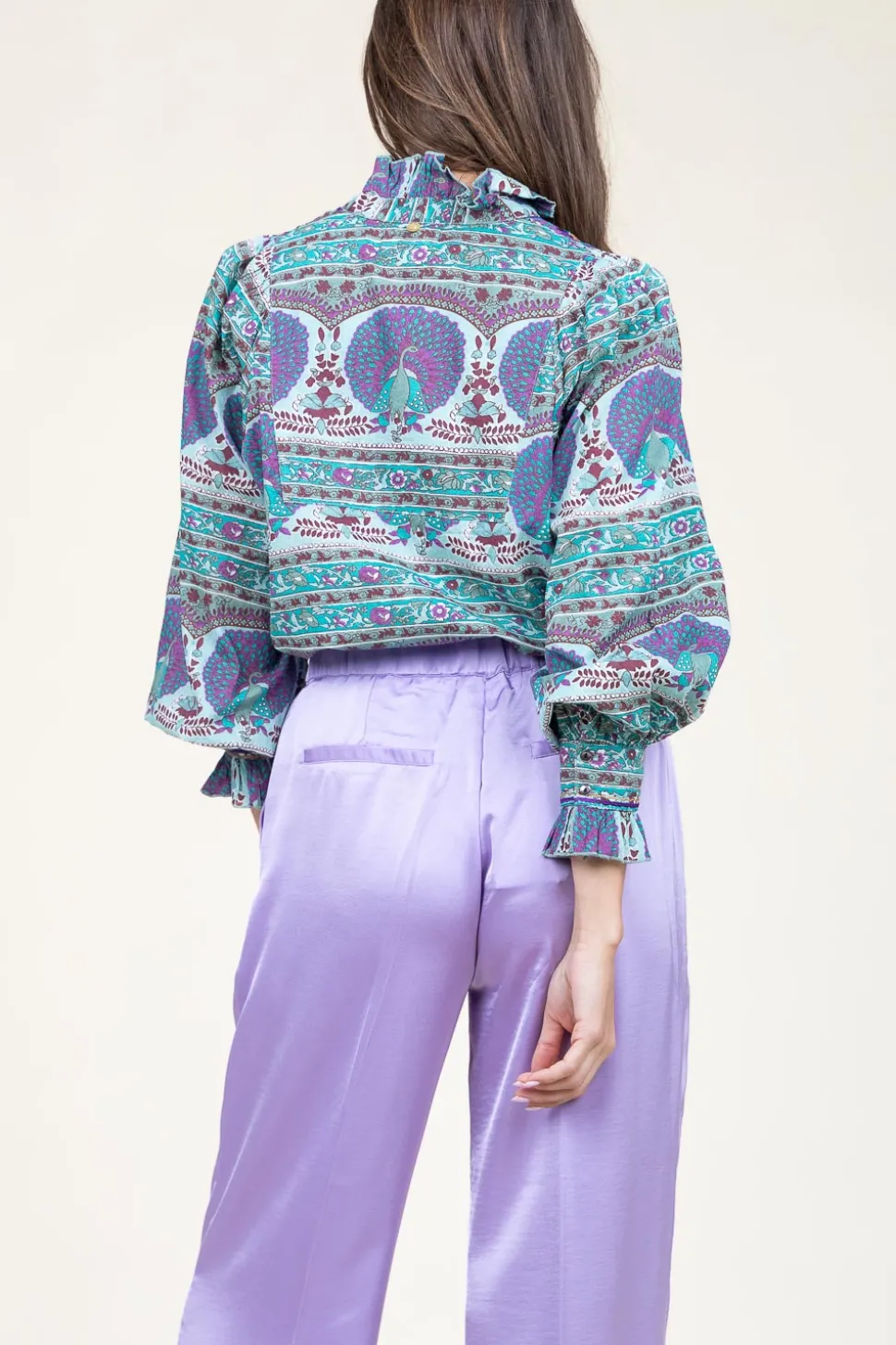 Blouse With Print And Embroidery Tala | Blue... | Antik Batik | Little Soho