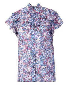 Blouse With Print Laura | Blue... | Suncoo | Little Soho