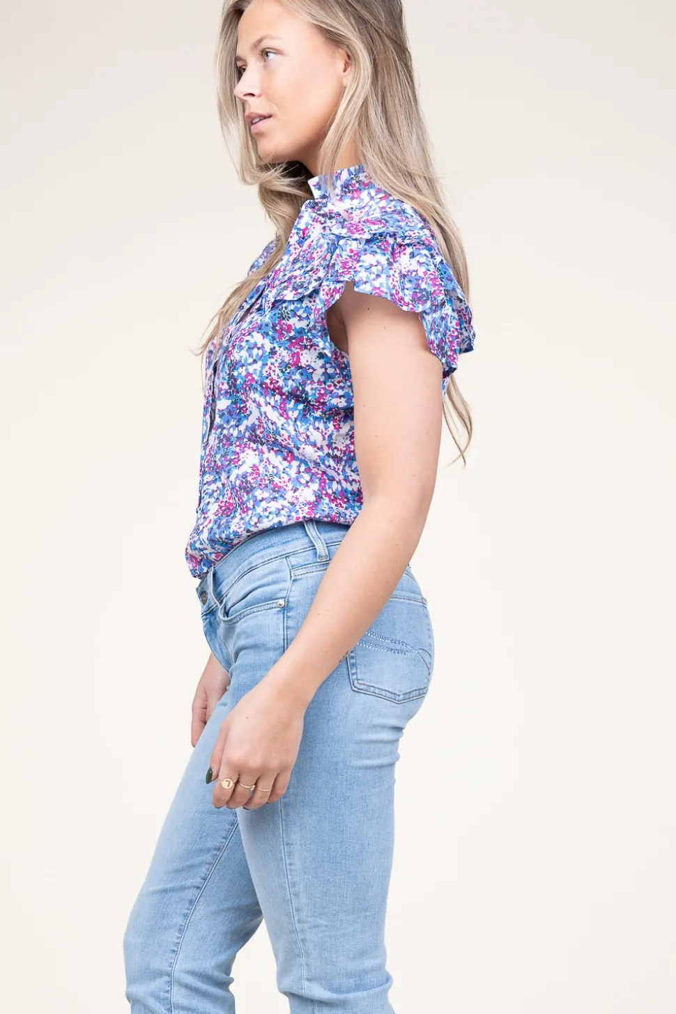 Blouse With Print Laura | Blue... | Suncoo | Little Soho
