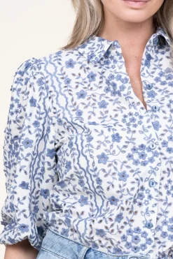 Blouse With Print Lien | Blue... | Aaiko | Little Soho
