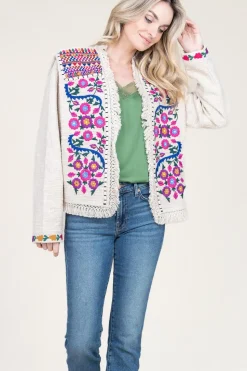 Boucle Jacket With Embroidery Orence | Natural... | Louizon | Little Soho