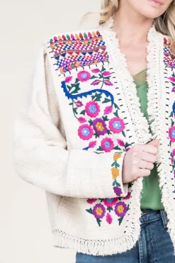 Boucle Jacket With Embroidery Orence | Natural... | Louizon | Little Soho