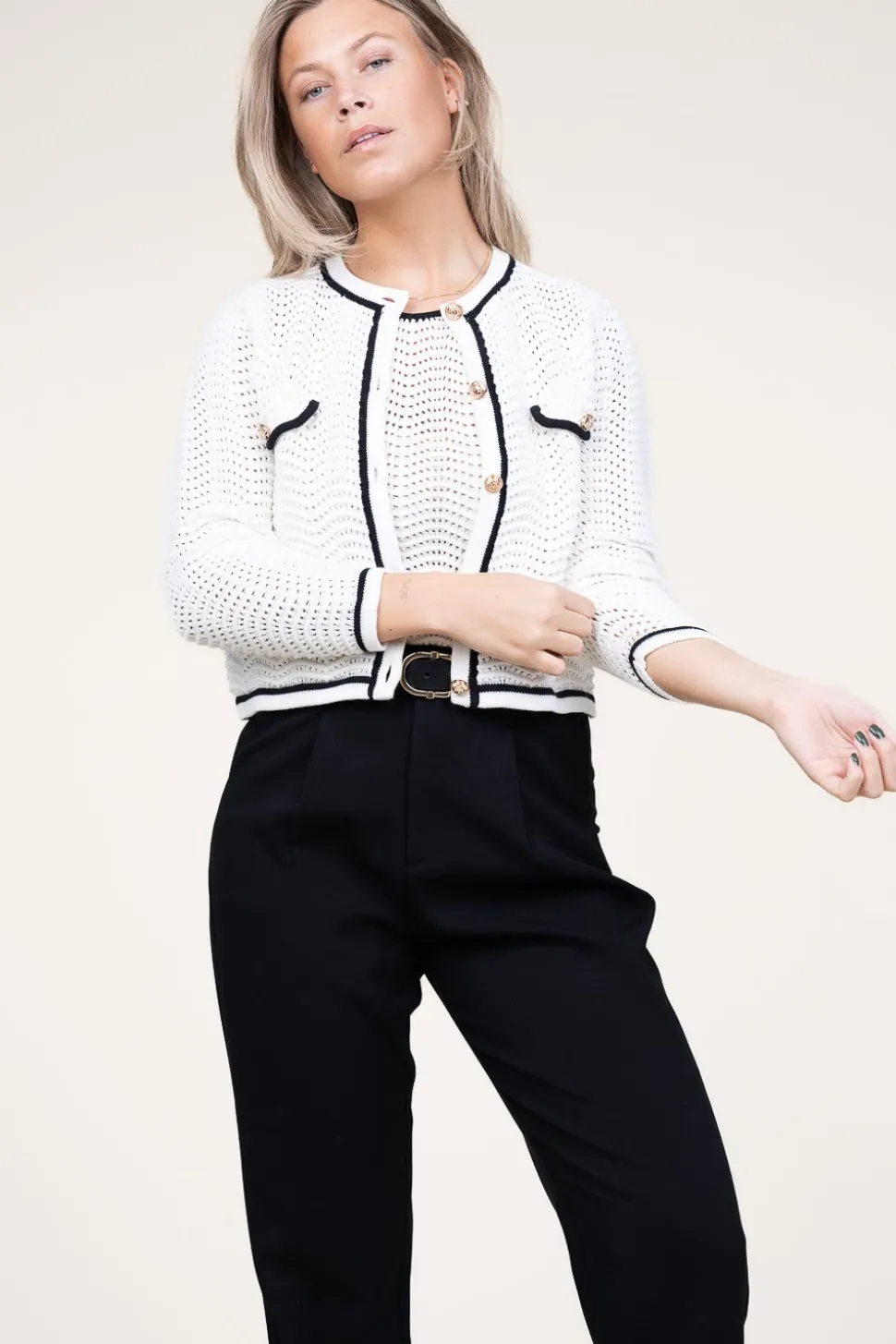 Boucle Openwork Cardigan Giany | Natural... | Suncoo | Little Soho