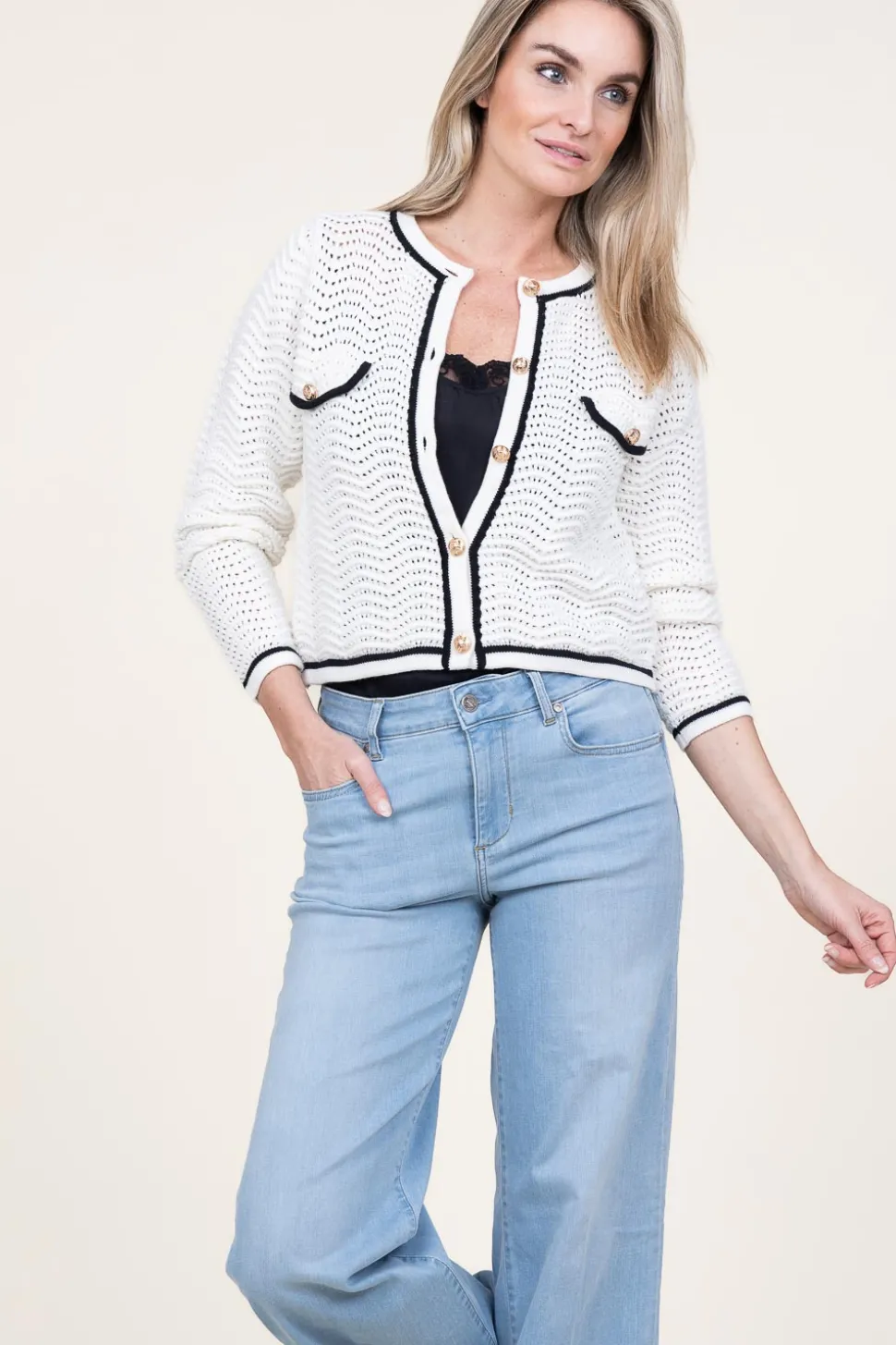 Boucle Openwork Cardigan Giany | Natural... | Suncoo | Little Soho