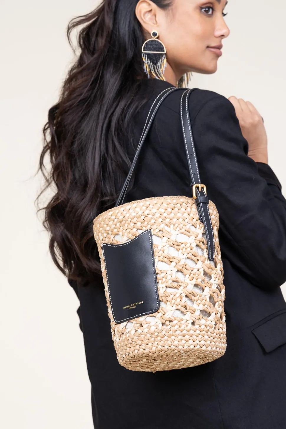Braided Bucket Bag Soana Big | Black... | Gianni Chiarini | Little Soho
