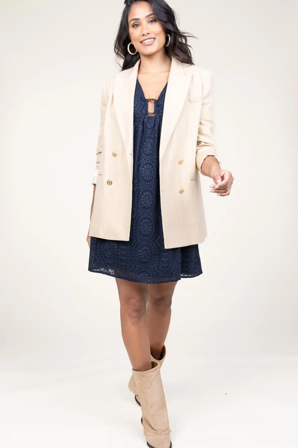Broidery Dress With Deep V-Neck Brancia | Blue... | Ba&Sh | Little Soho