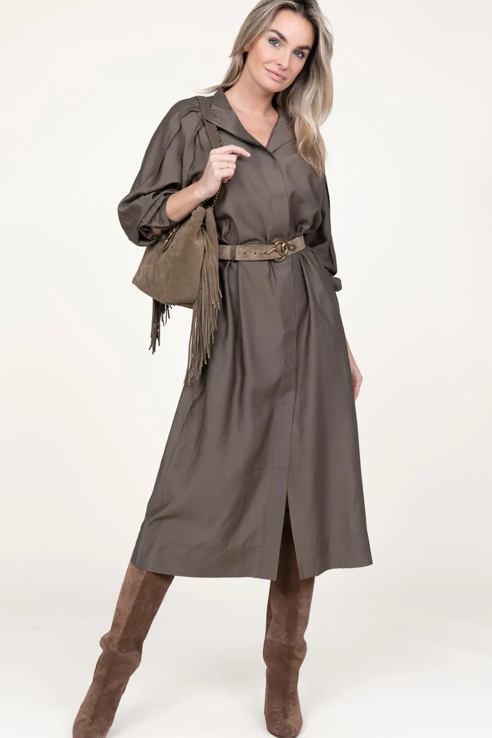 Button-Through Dress Mazar | Green... | Second Female | Little Soho