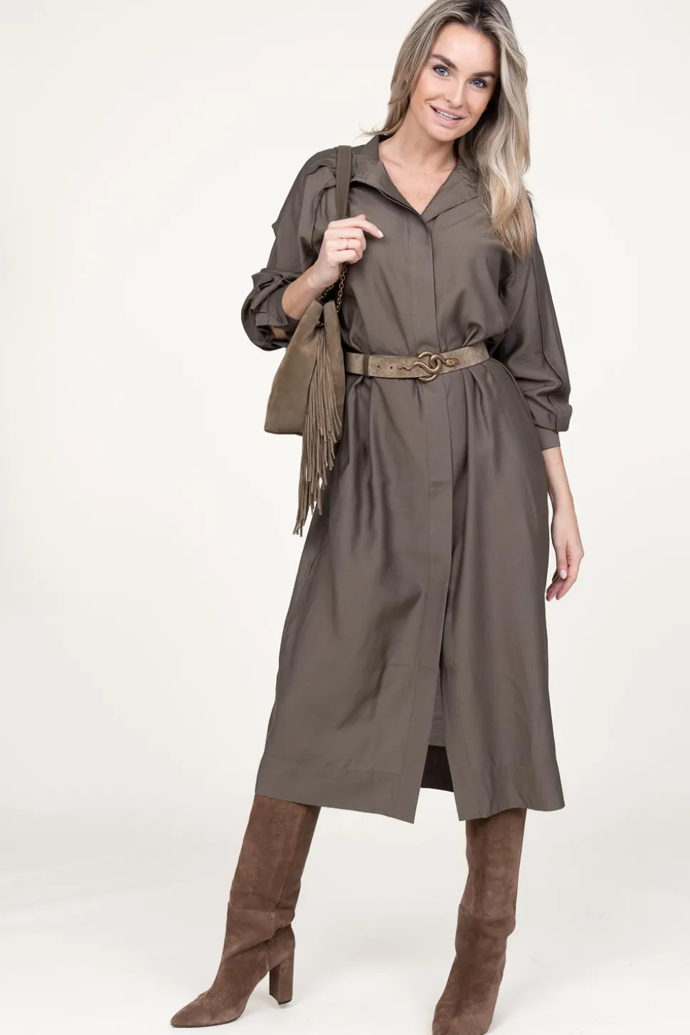 Button-Through Dress Mazar | Green... | Second Female | Little Soho