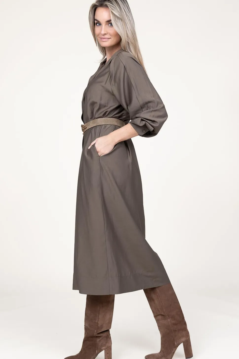 Button-Through Dress Mazar | Green... | Second Female | Little Soho