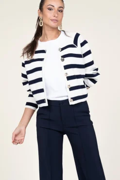 Cardigan With Luxurious Buttons Massimo | Natural /Navy... | Ba&Sh | Little Soho
