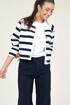 Cardigan With Luxurious Buttons Massimo | Natural /Navy... | Ba&Sh | Little Soho