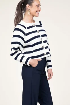 Cardigan With Luxurious Buttons Massimo | Natural /Navy... | Ba&Sh | Little Soho