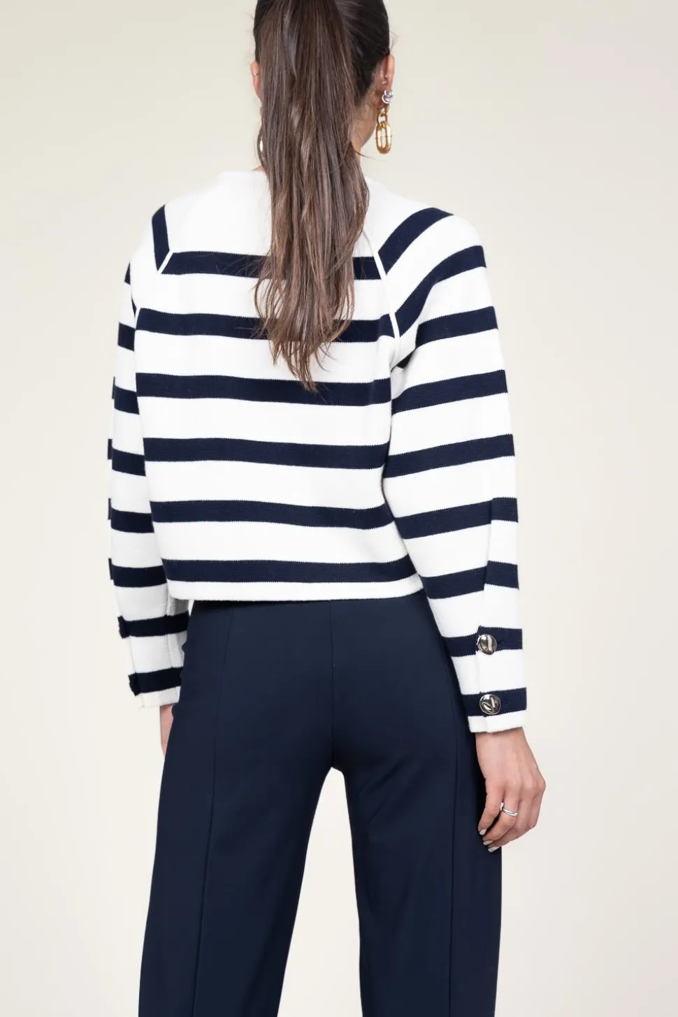 Cardigan With Luxurious Buttons Massimo | Natural /Navy... | Ba&Sh | Little Soho