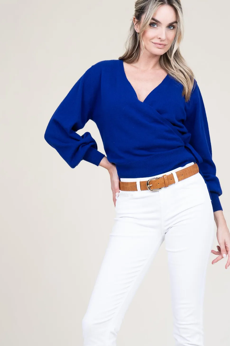 Cashmere Wrap Sweater Belinda | Blue... | Absolut Cashmere | Little Soho