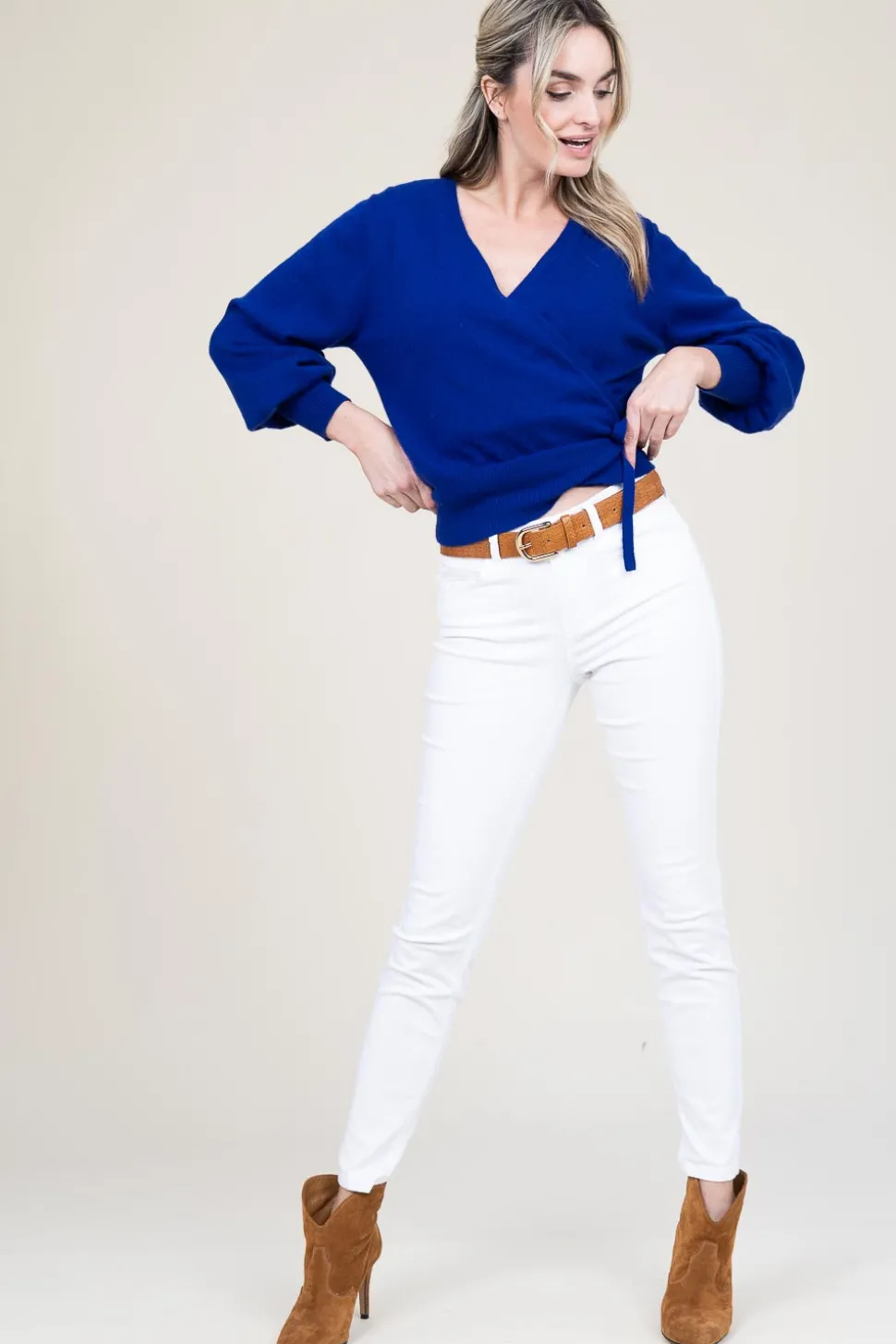 Cashmere Wrap Sweater Belinda | Blue... | Absolut Cashmere | Little Soho